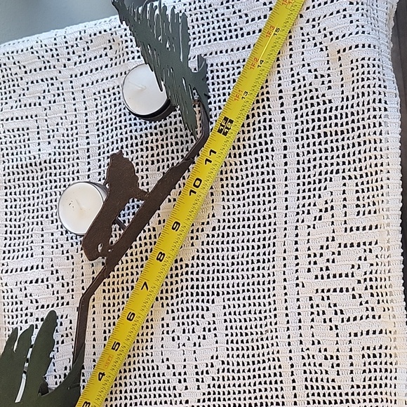 Metal  Pine Trees And Wolf. Dark Green Tree Brown Wolf. Tea Candles Included - Picture 16 of 16